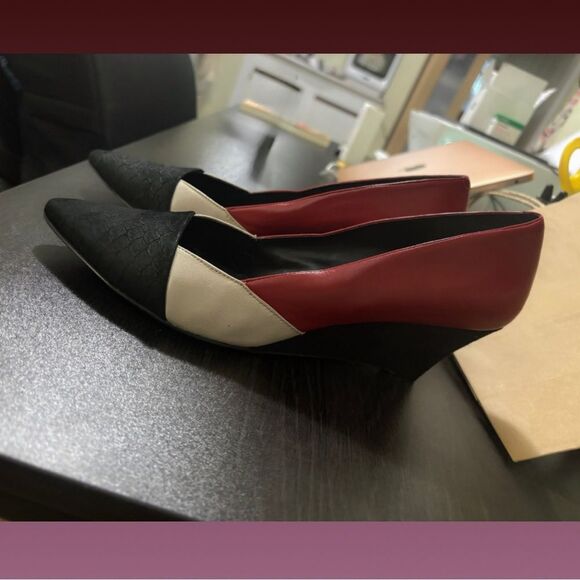 NINE WEST colour block wedge kitten heel SZ8 - Picture 3 of 4